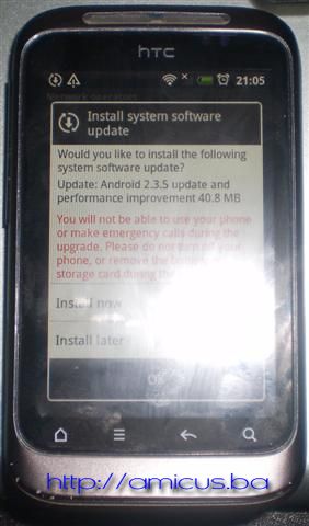 Android 2.3.5 update informacije