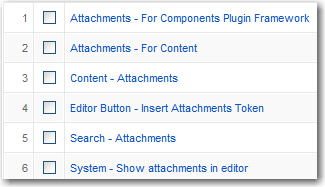 Attachment Plugin-ovi koje treba aktivirati
