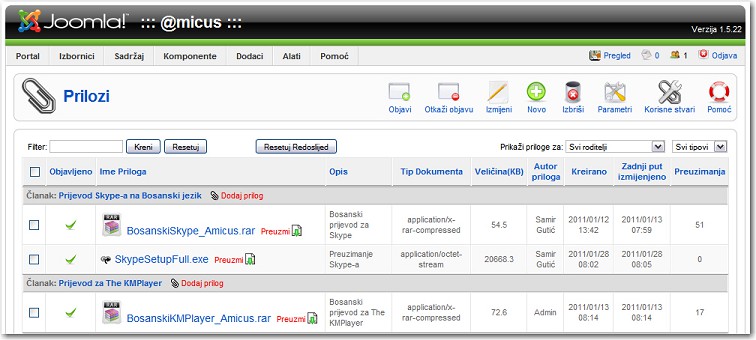 Attachments lista