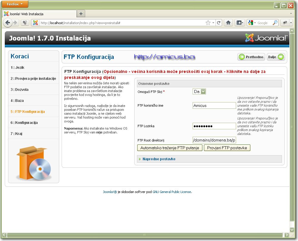 FTP postavke