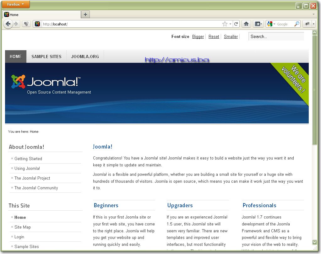 Joomla 1.7 web stranica