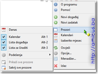 Rainlendar meni