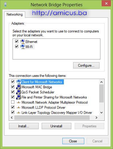 Bridge properties na Windows 8