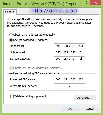 Bridge TCP IP Properties na Windows 8