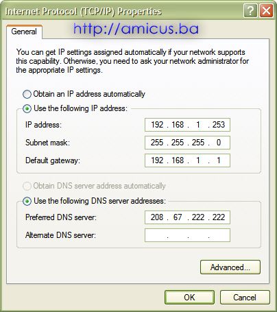 Bridge TCP IP Properties na Windows XP